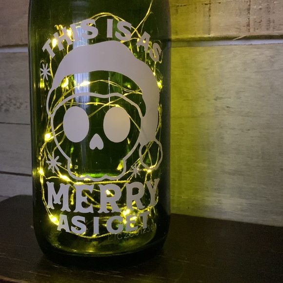 COPY - Hand Crafted- ‘This is as Merry as I Get’ wine bottle lantern - Picture 5 of 9